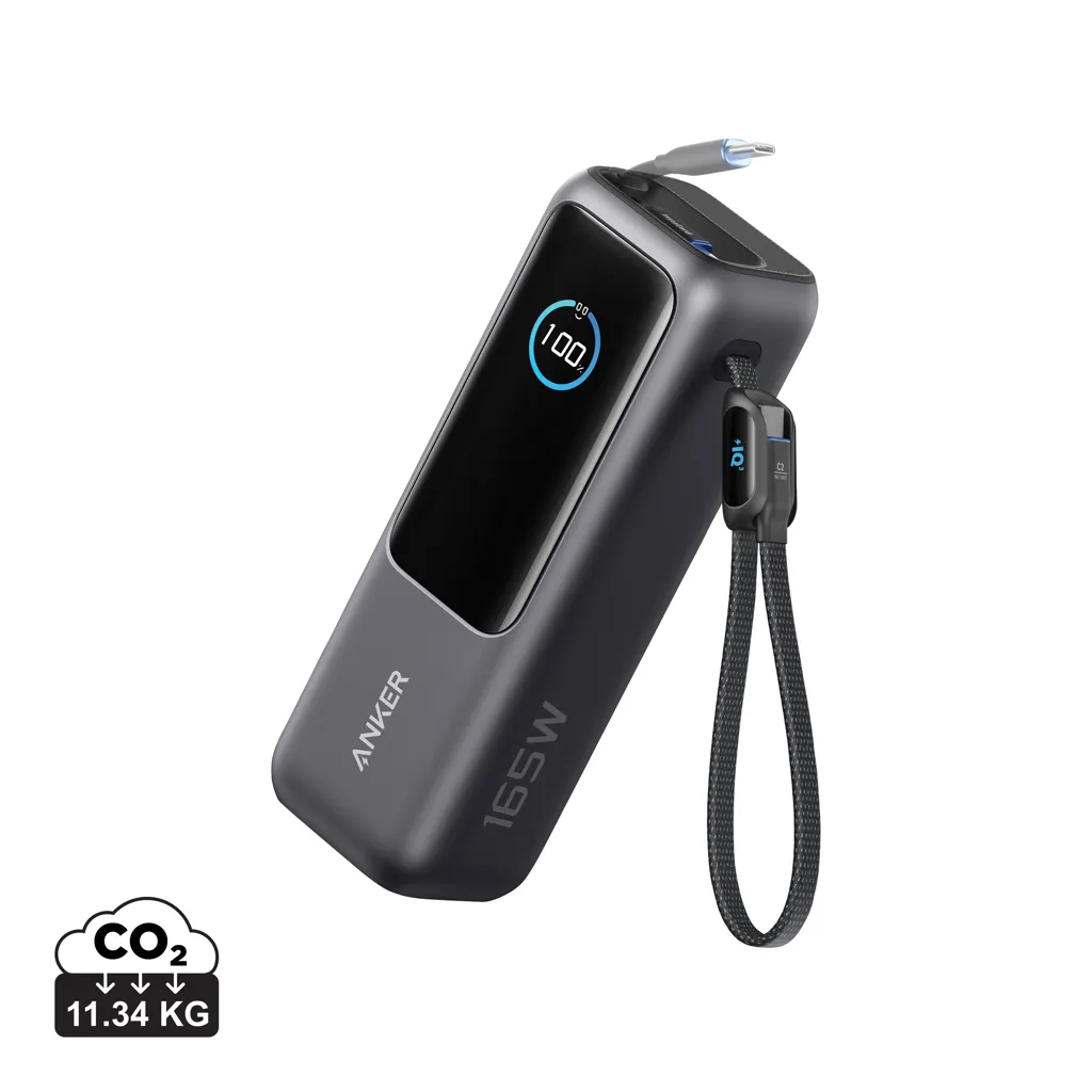 Anker Powerbank 25.000 mAh 165W met ingebouwde  kabel grijs
