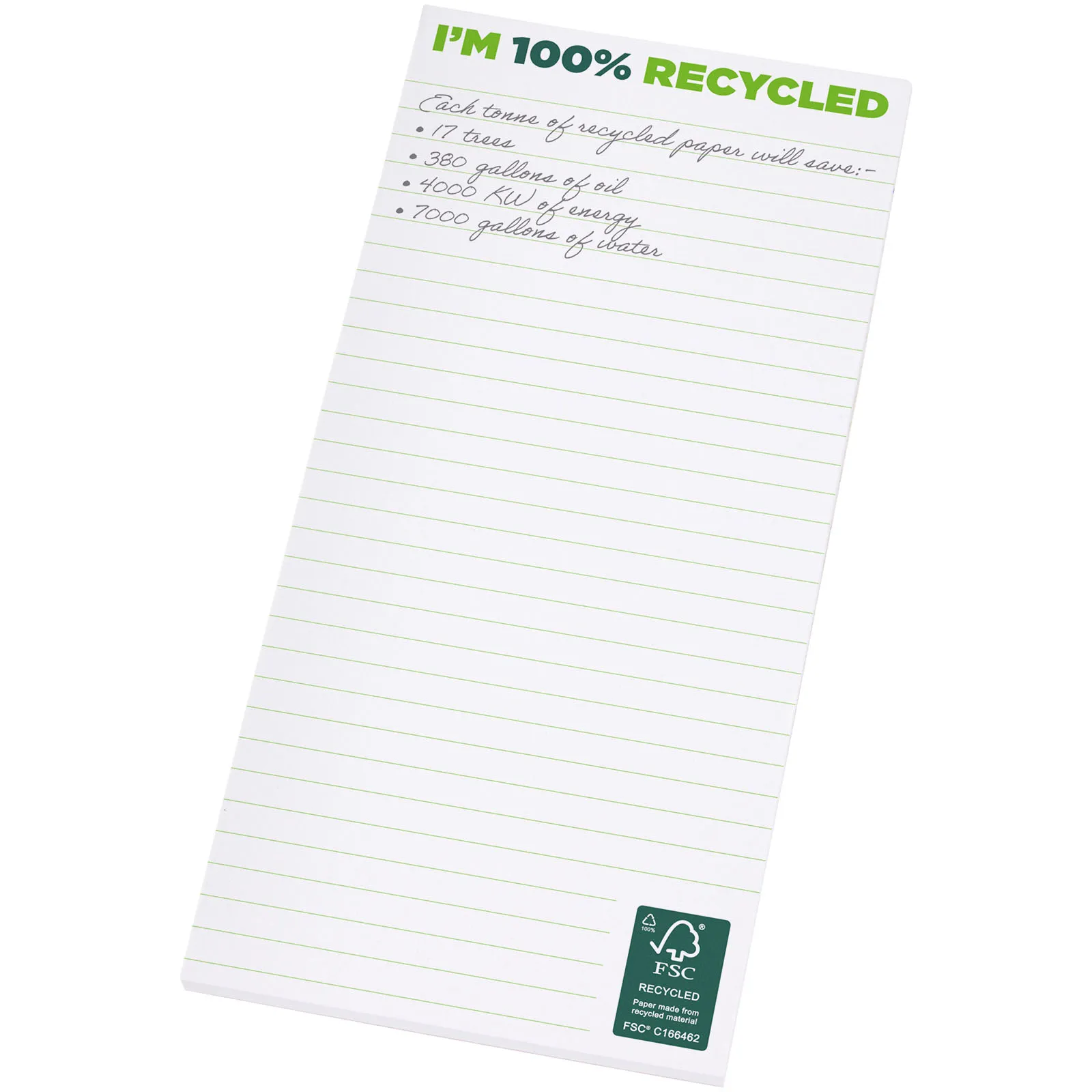 Desk-Mate® gerecycled 1/3 A4 kladblok Wit