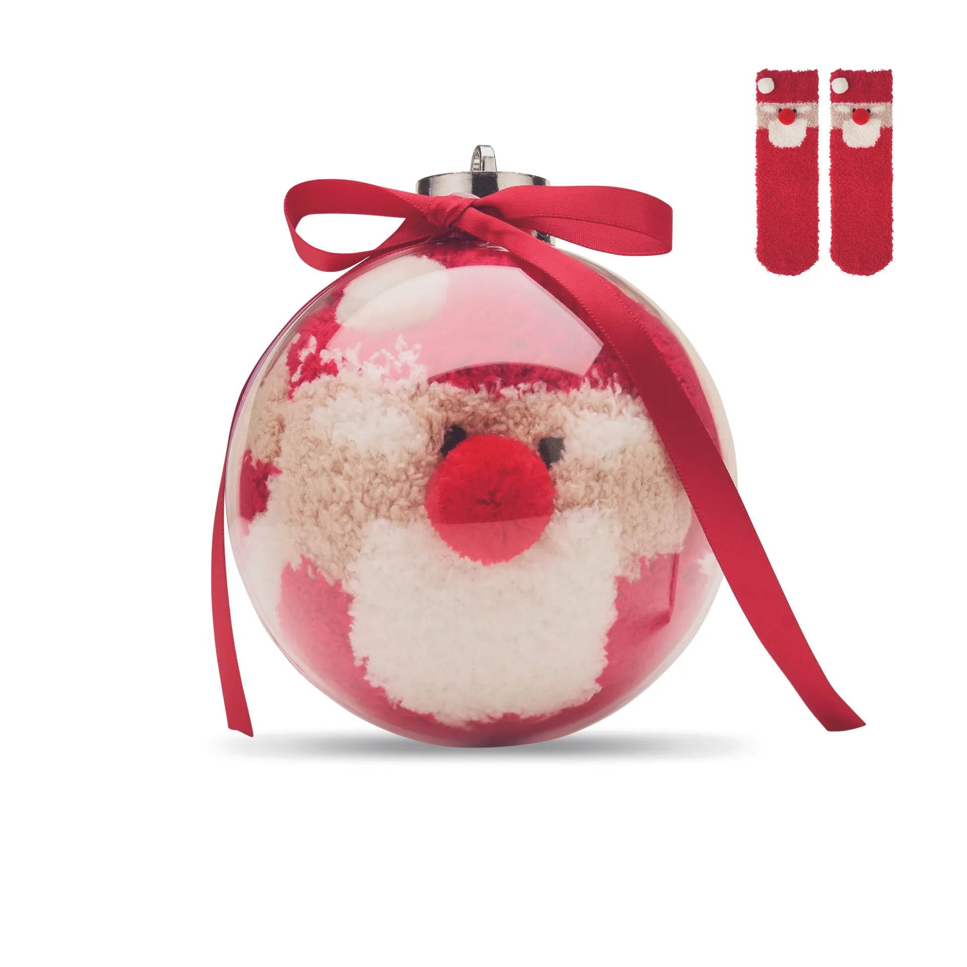 Kerstman sokken balornament Rood