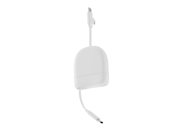 Xoopar ICE-R Uittrekbare USB-C en Lightning Kabel 60W 1 Meter Wit