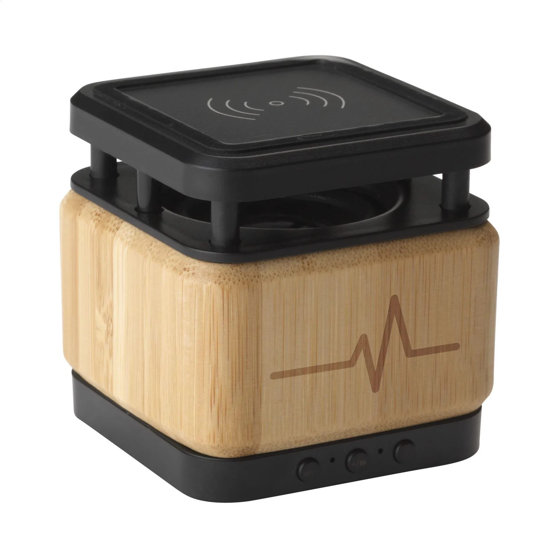 Bamboo Block Speaker met draadloze oplader bamboe