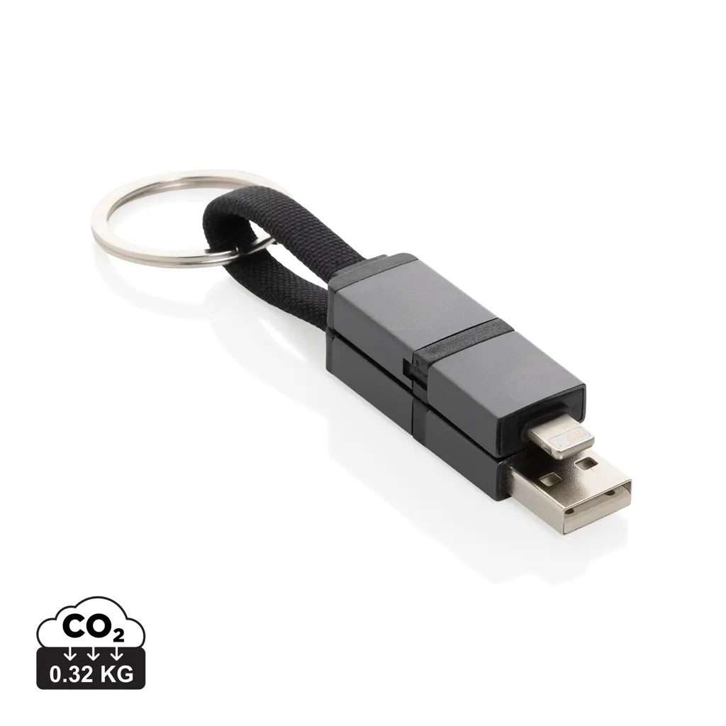Terra gerecycled aluminium 4 in 1 60W snellaadkabel grijs