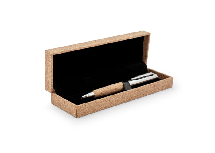 Metalen pen met kurk in geschenkverpakking Natuur