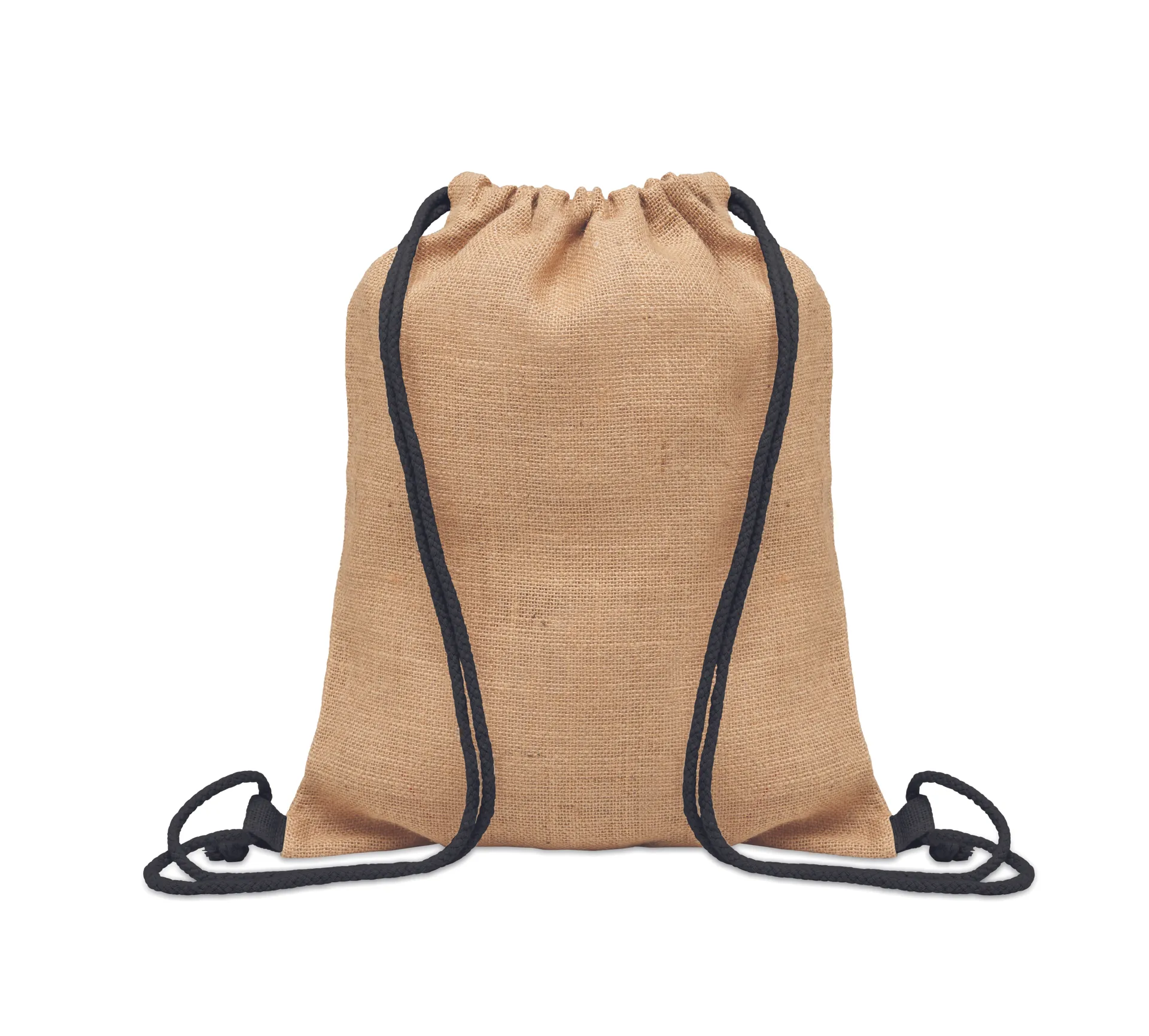 Jute rugzakje met koord Zwart
