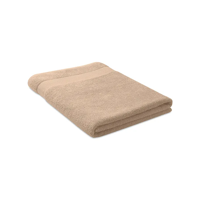 Ivoorkleurige opgevouwen handdoek van 180 x 100 cm