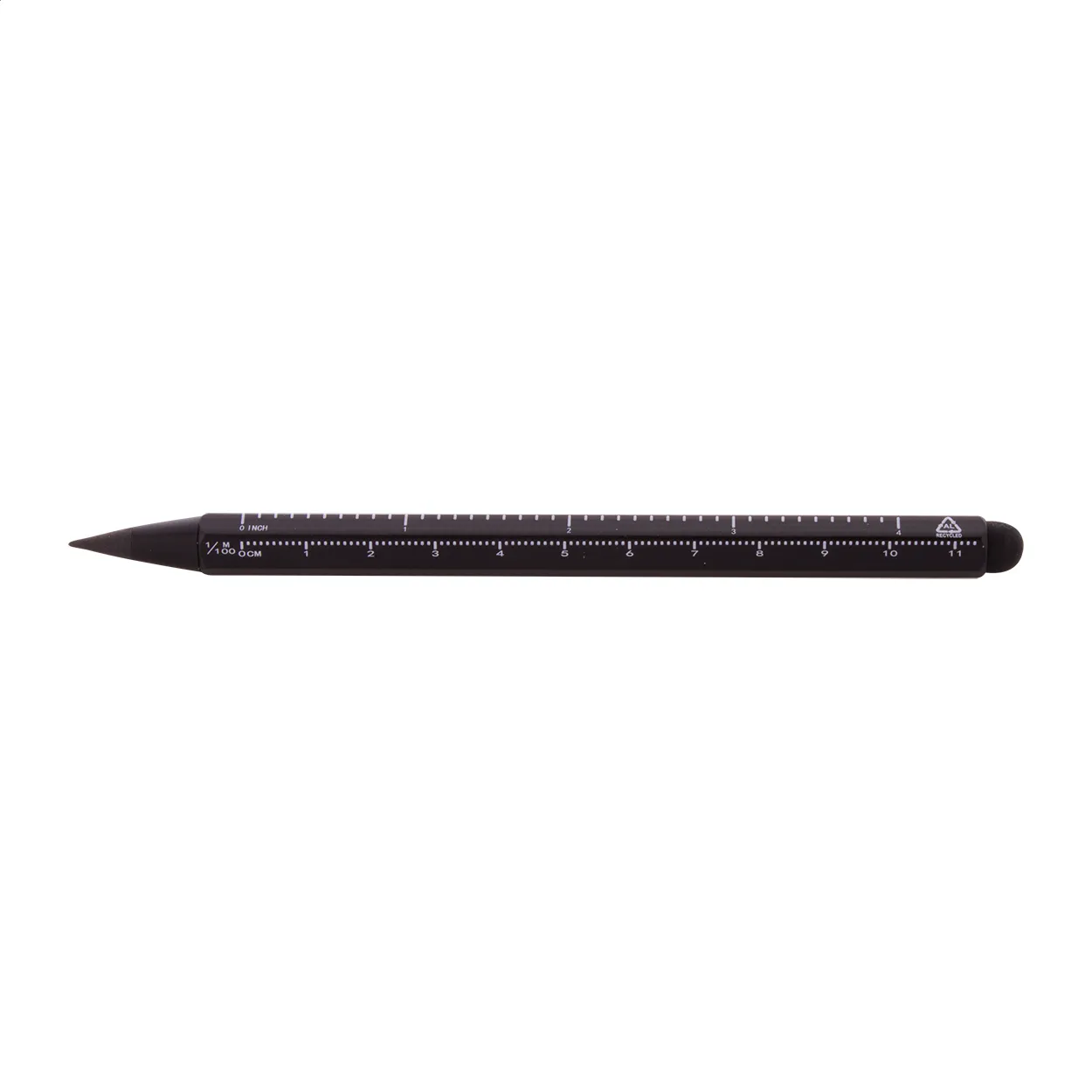 Ruloid inktloze pen met liniaal zwart