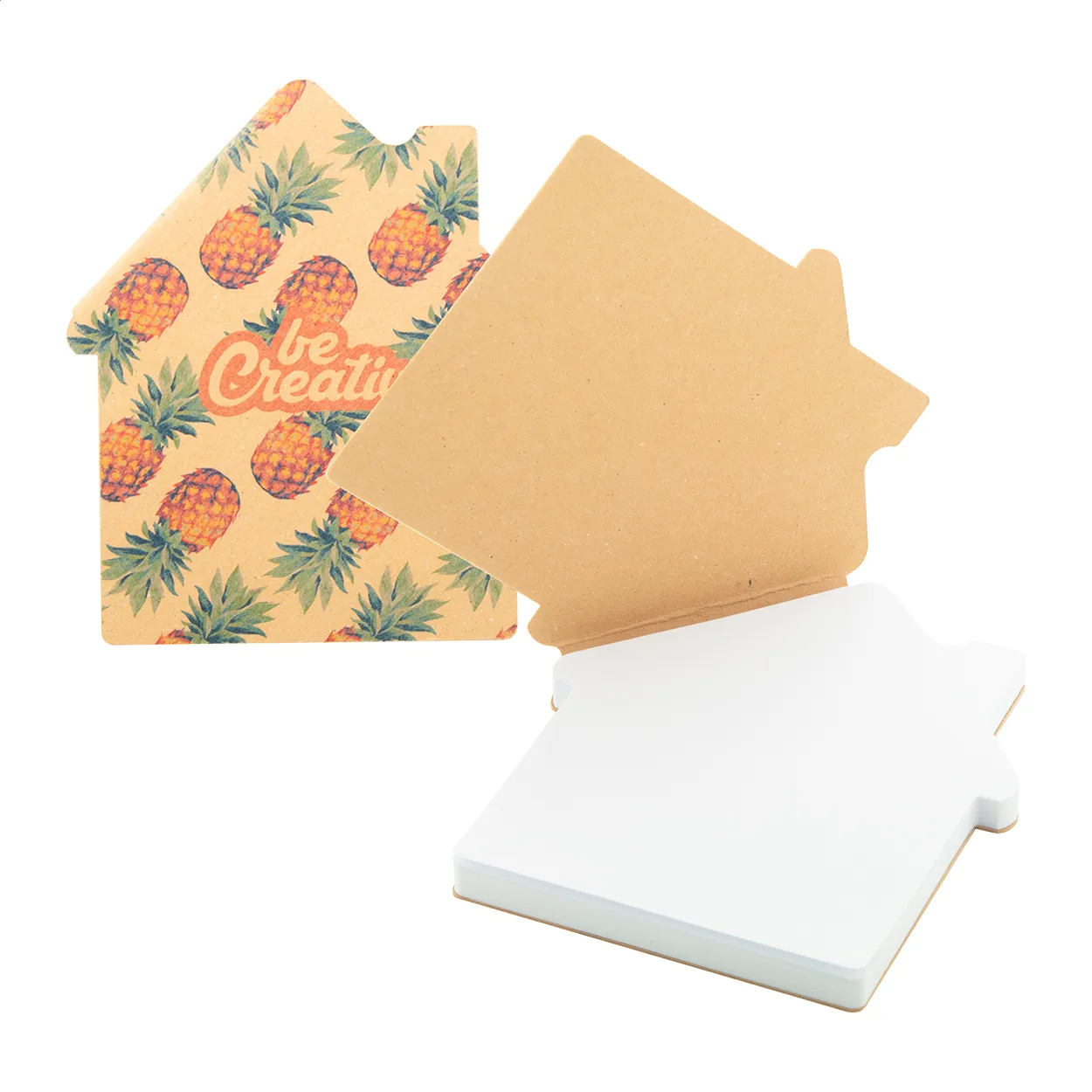 Huisvormige zelfklevende blaadjes met ananasprint en blanco vellen