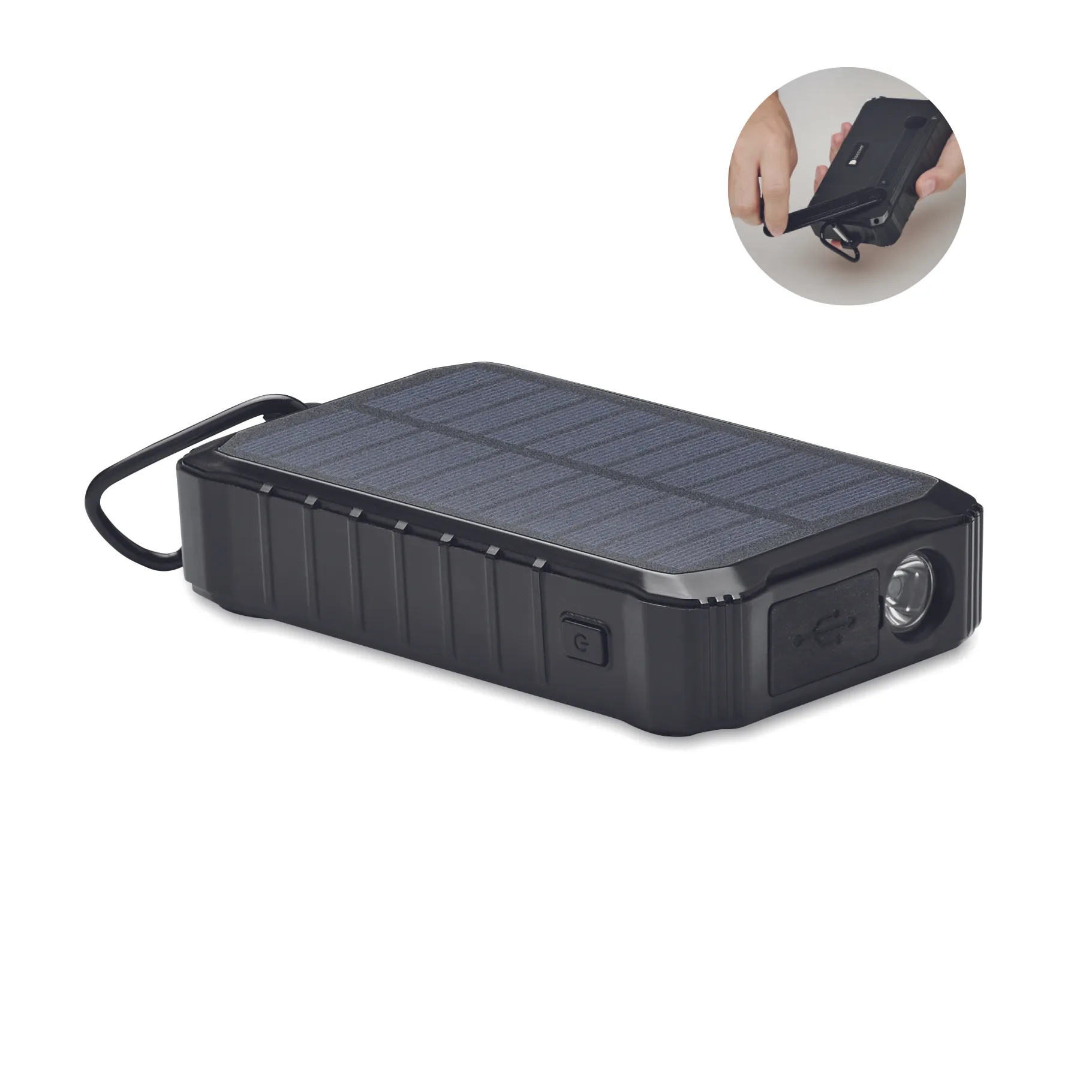 8000 mAh zon/dynamo lader Zwart