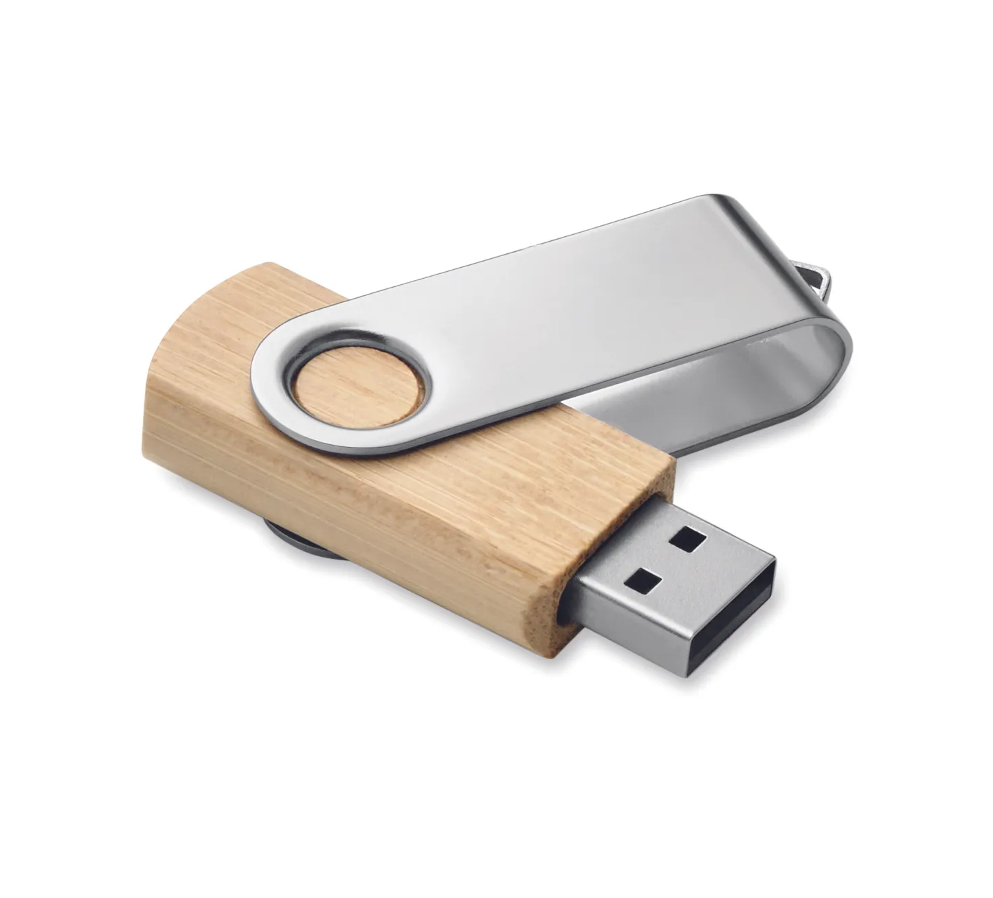 Bamboe USB-stick van 16 GB met metalen draaibare behuizing