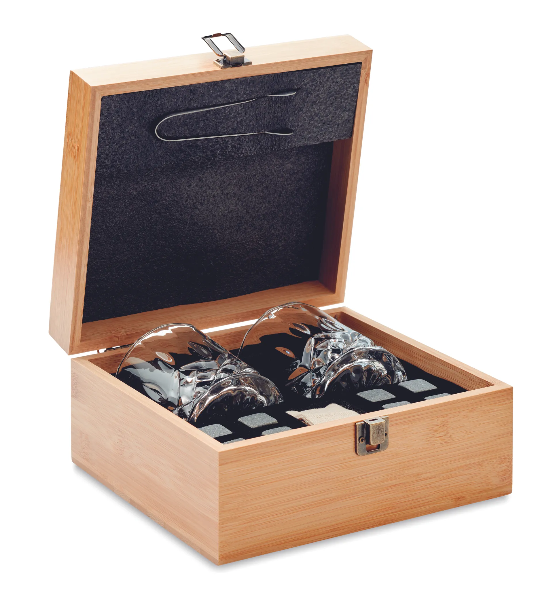 Luxe whiskeyset in een houten bamboe box