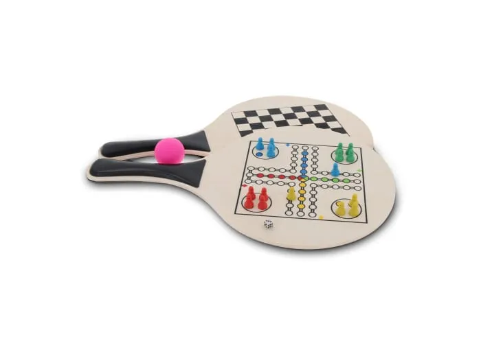 MDF strand tennis set met gezelsschapsspellen Zwart