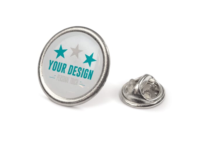 Badge metalen pin Ø20mm Zilvermat