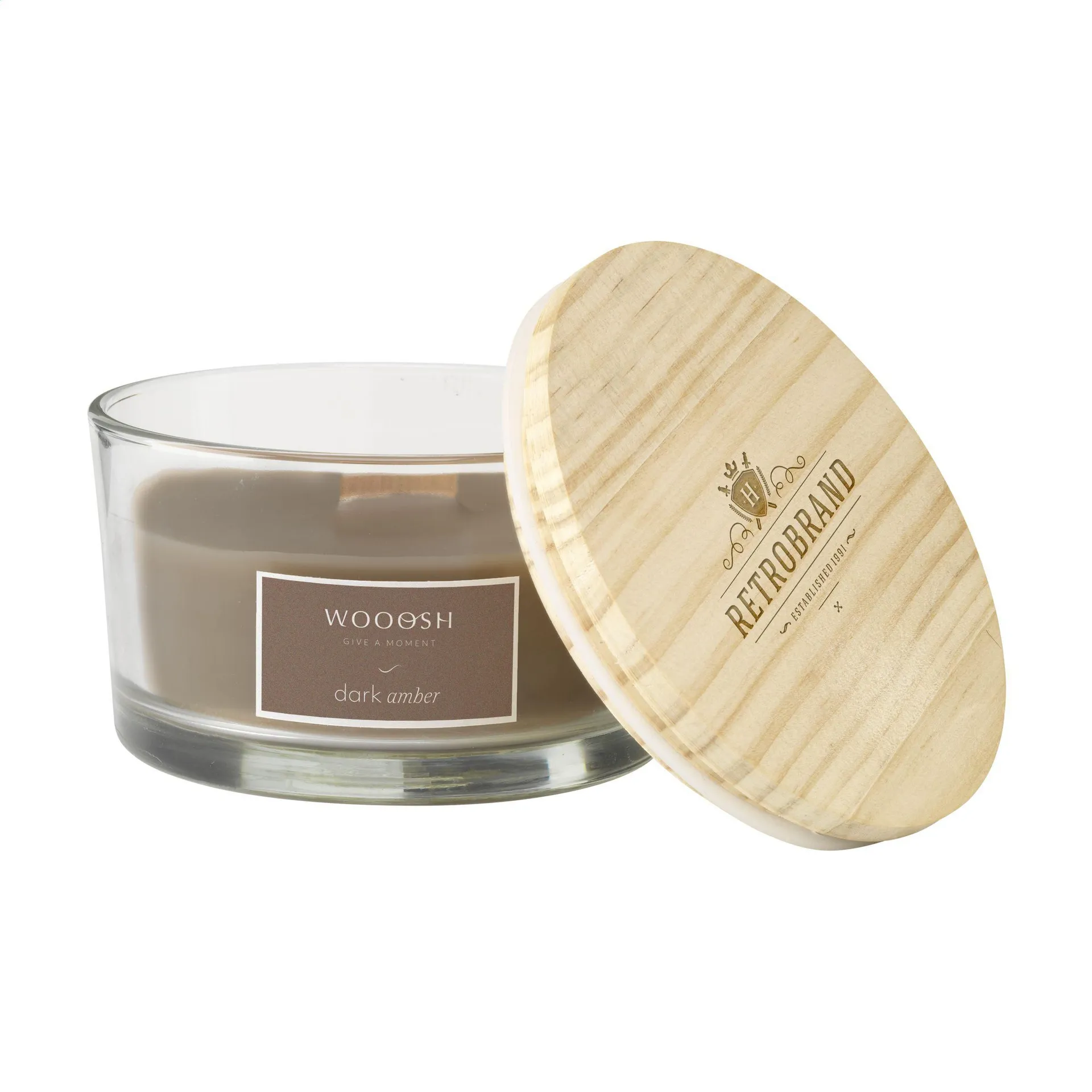 Wooosh Flame Scented Candle Dark Amber geurkaars bruin