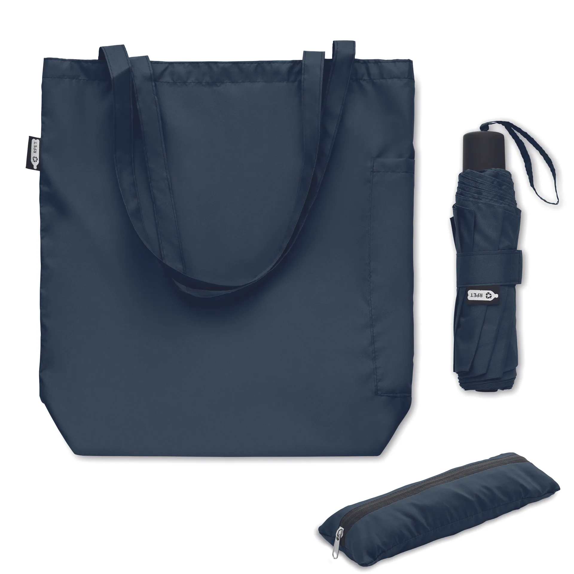 21 inch RPET paraplu set Blauw