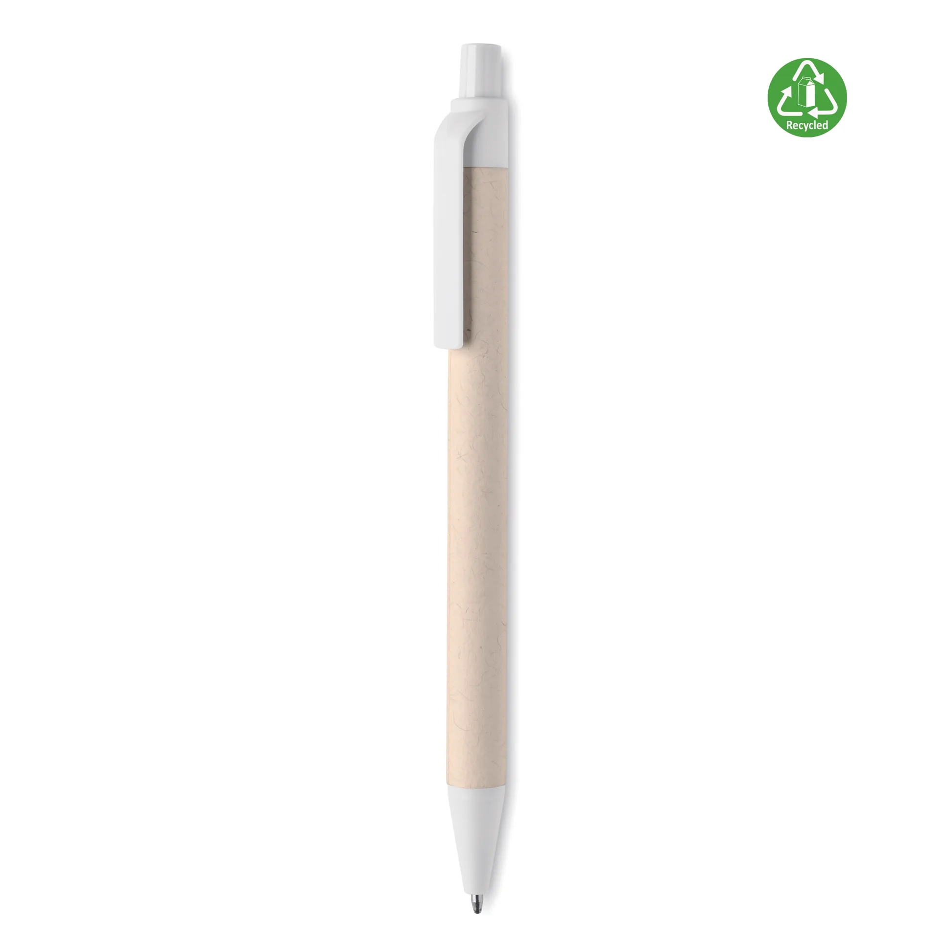 Gerecycled papier/ PLA balpen Wit