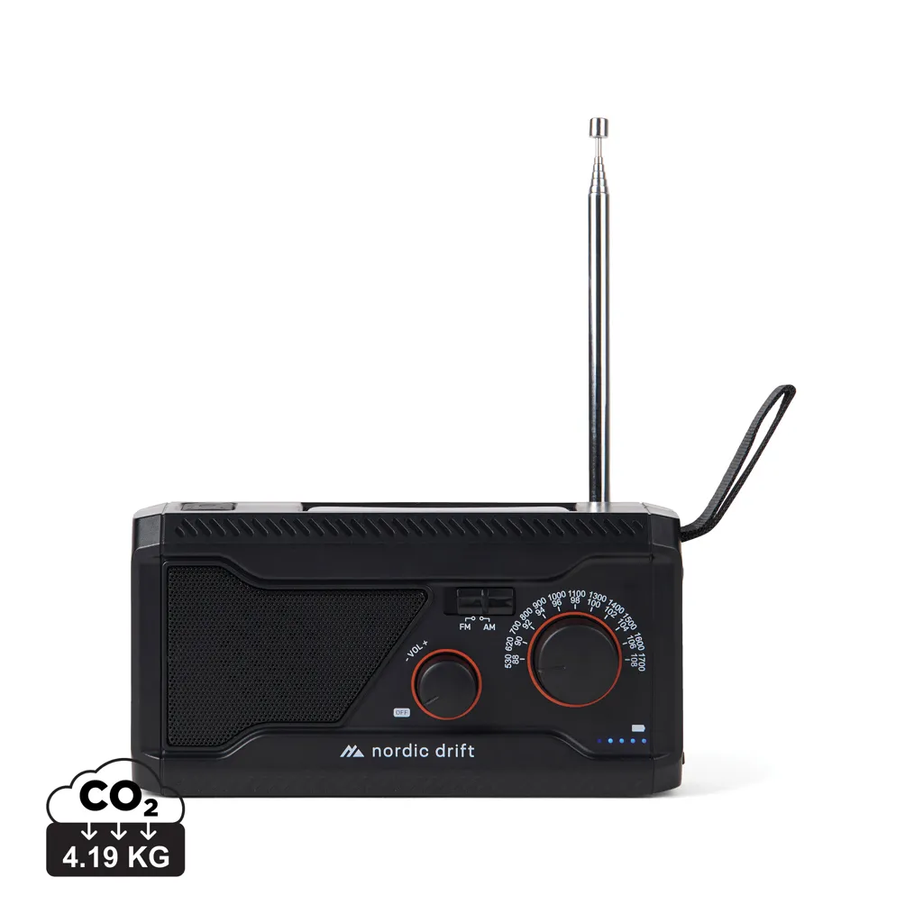 Nordic Drift Titan IPX4 multifunctionele noodradio 4000mAh zwart