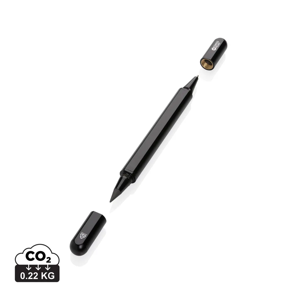 Swiss Peak Storm RCS gerecycled aluminium duo pen zwart