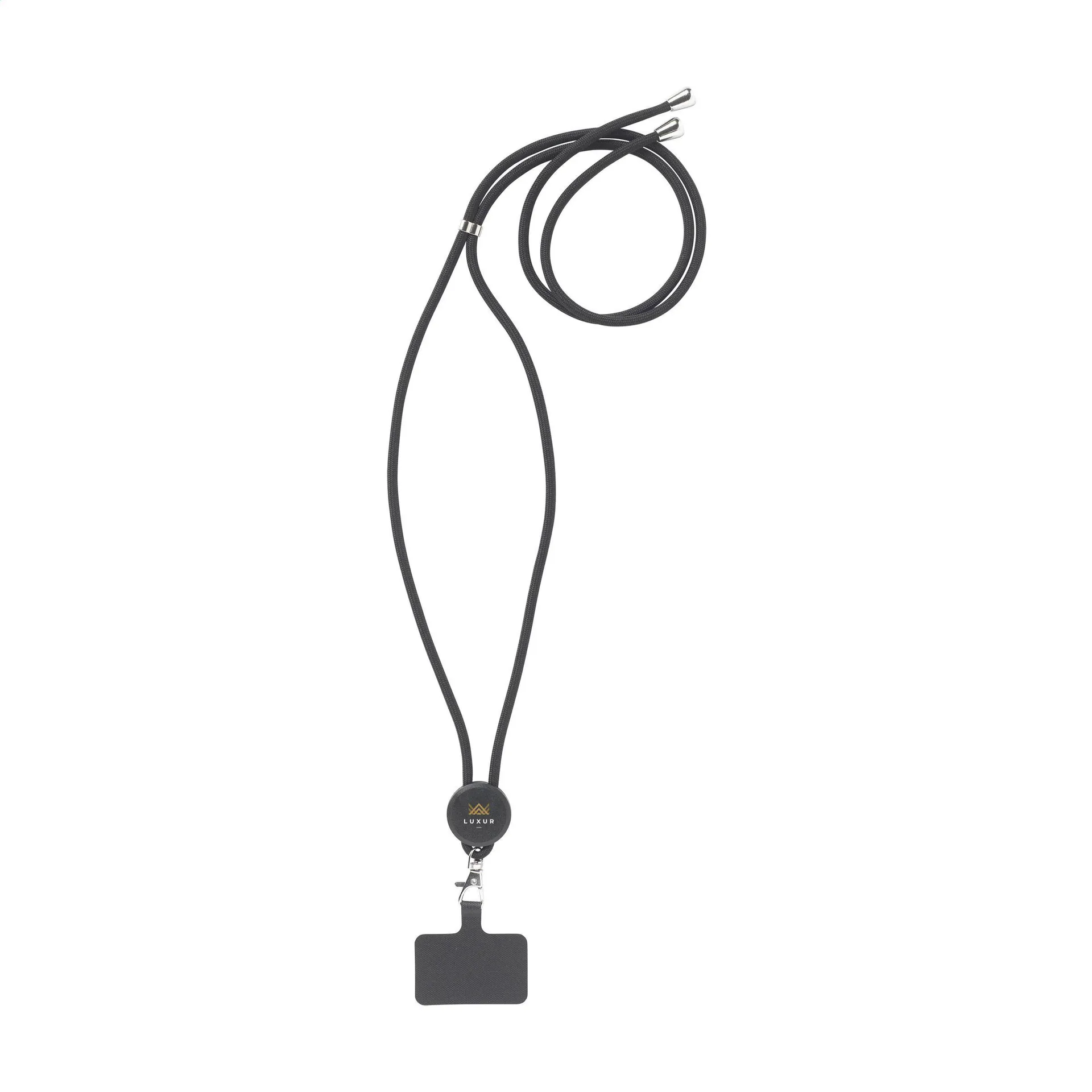 Lace Lanyard GRS RPET 0,5 cm telefoonkeycord zwart
