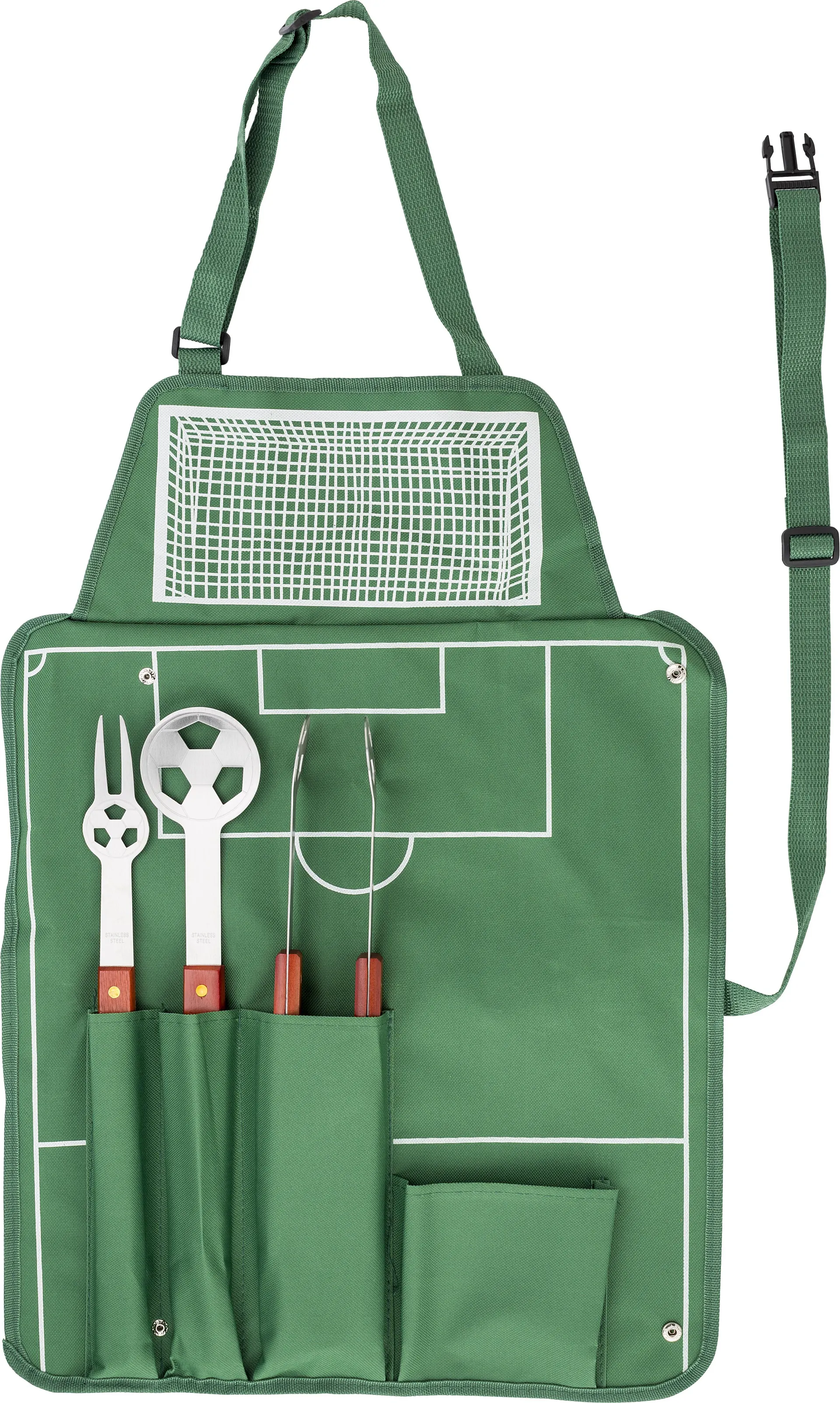 Nylon (600D) schort met barbecue set Christina groen
