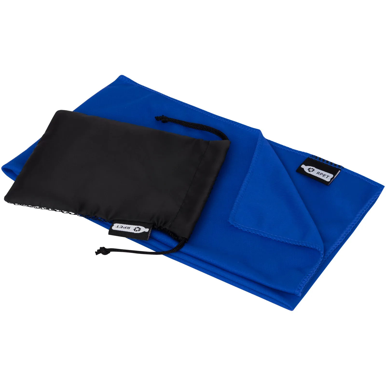 Raquel gerecyclede PET sport koelhanddoek in een pouch 80 x 30 cm Koningsblauw