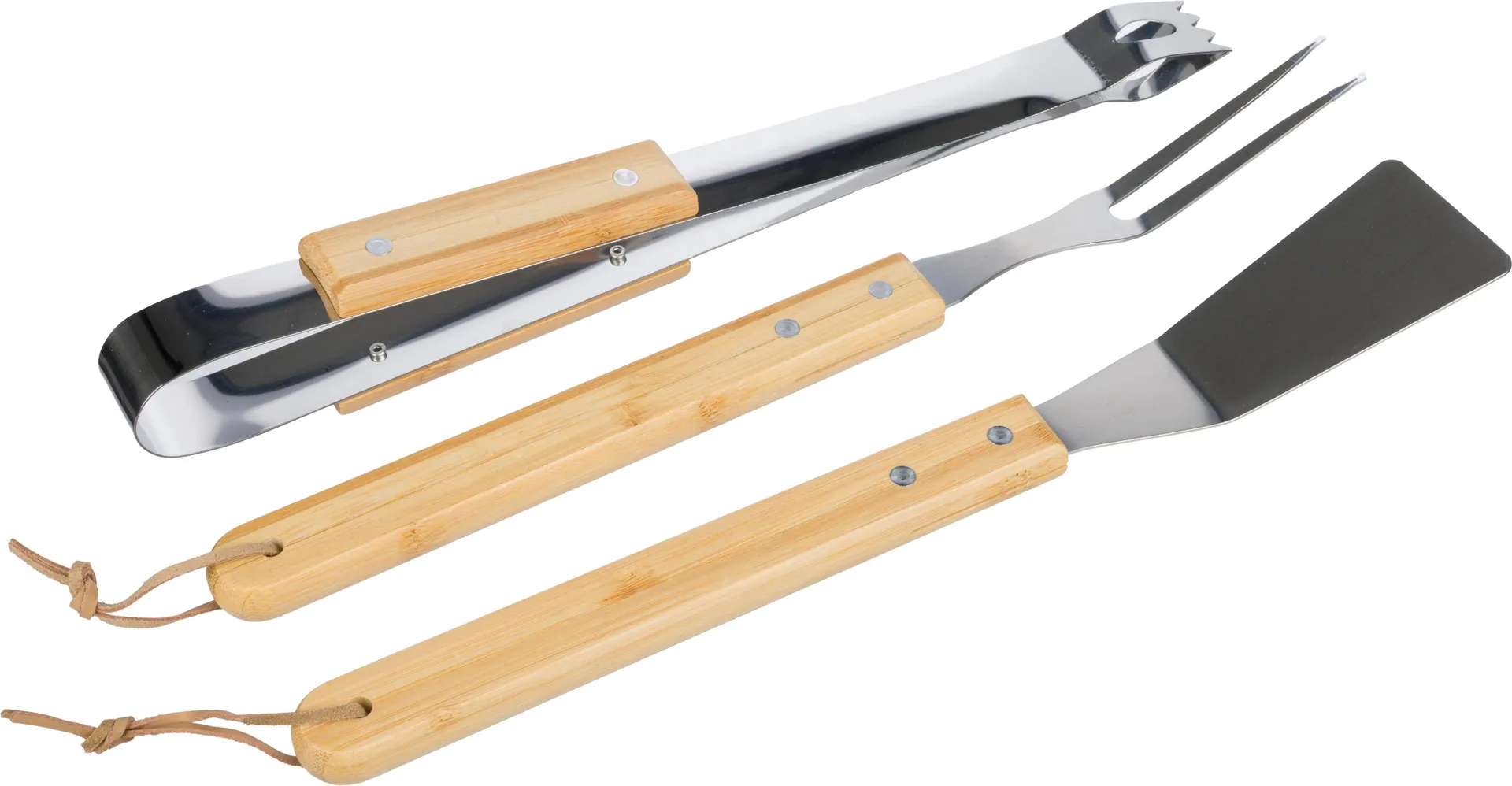 Barbecueset Kaitlyn | Rvs | 3 st | Houten handvatten bruin