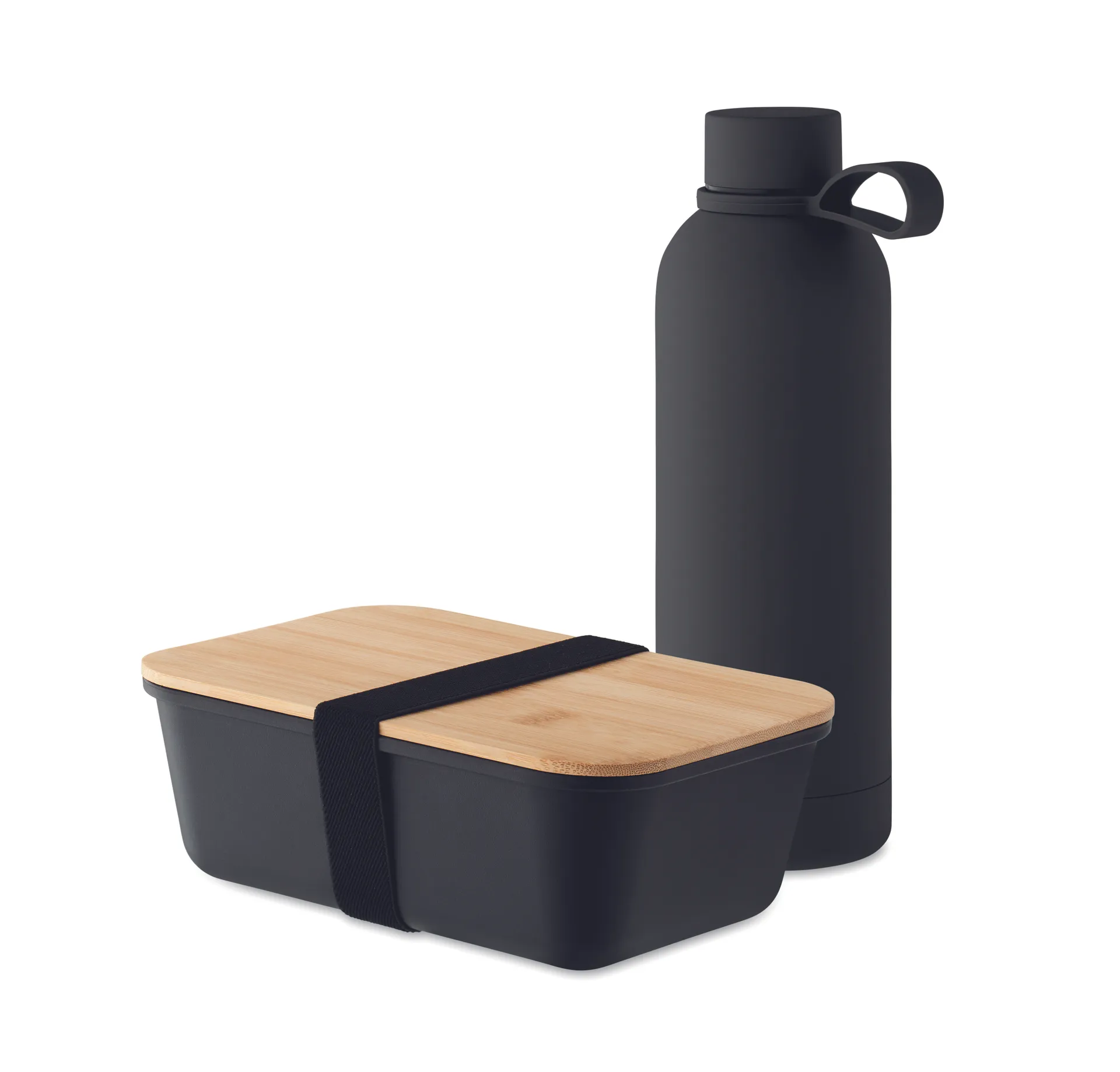 Cadeauset lunchbox en fles Zwart