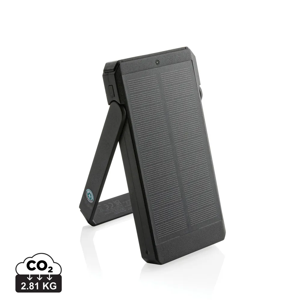Skywave RCS gerecyclede kunststof zonne-powerbank 10000 mAh zwart