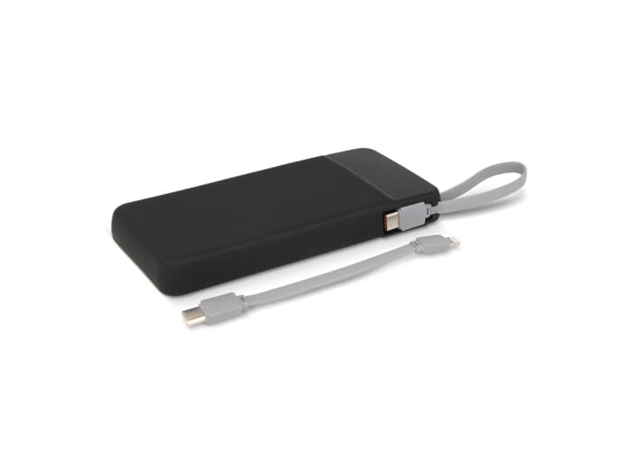 Ziara Powerbank met USB-C &amp; Lightning Kabel 10000mAh  Zwart