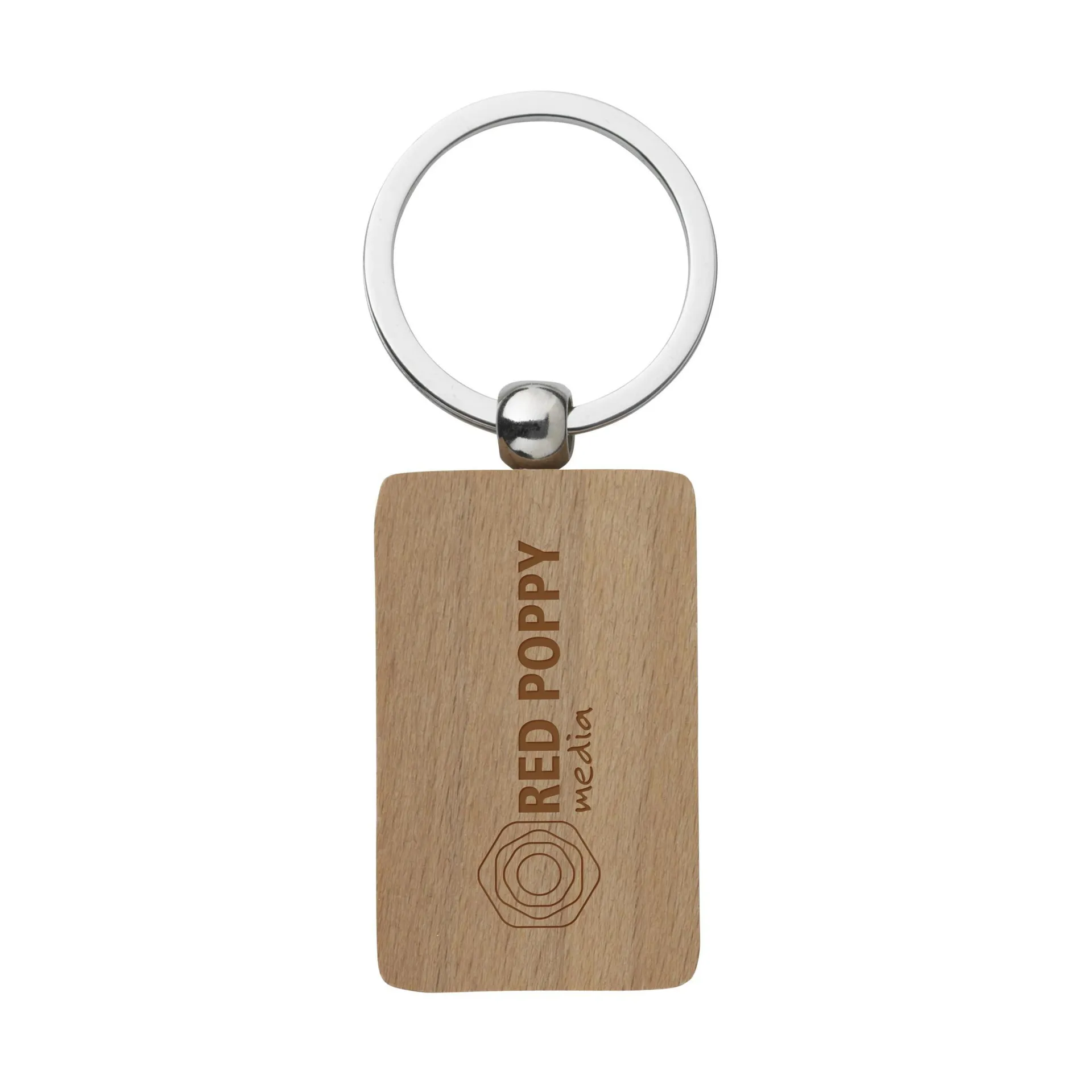 WoodKey Rectangle sleutelhanger houtbruin