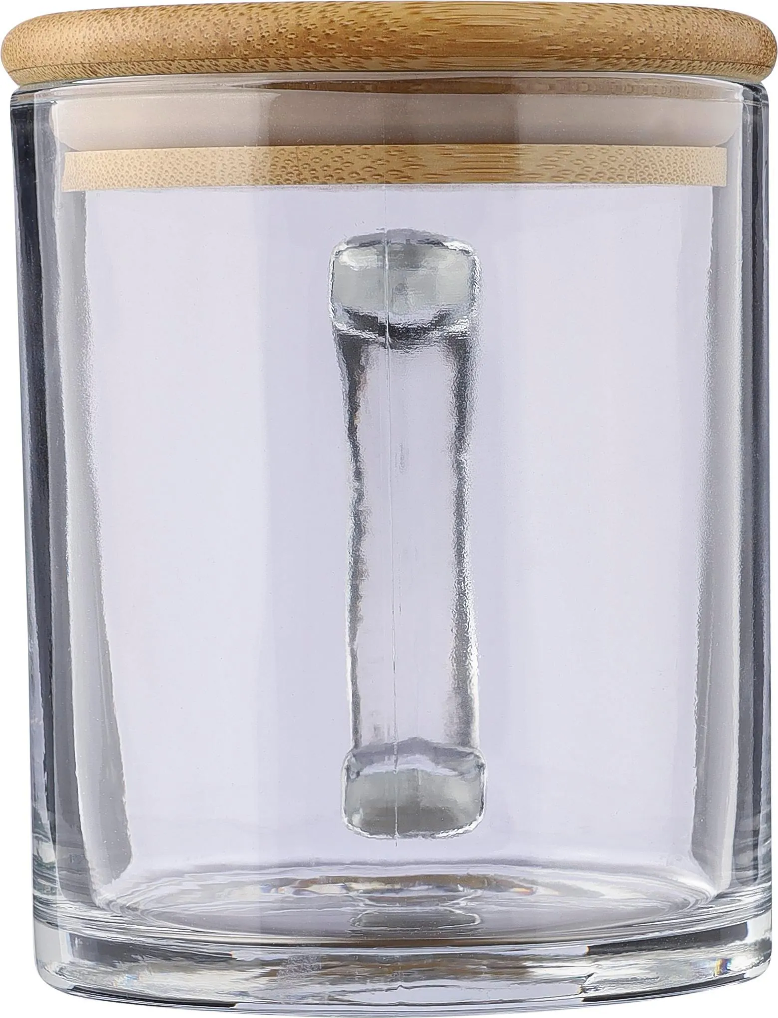 Drinkbeker Ashley | Gerecycled glas | Bamboe deksel | 300 ml neutraal