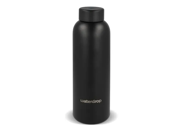 Waterdrop Roestvrijstalen Fles met Stalen dop 600ml Zwart