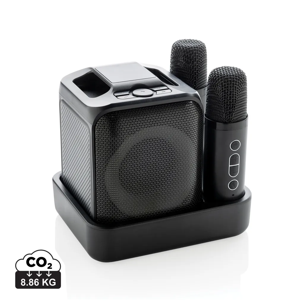 Singvibe RCS gerecycled plastic karaokeset met 2 microfoons zwart