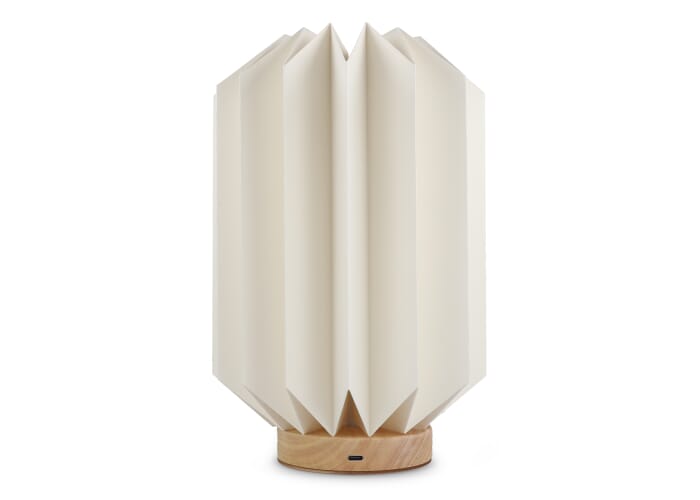 Coollux vouwbare papieren LED lamp Eos op houten voet, 25 cm  (brievenbus doos) Natuur