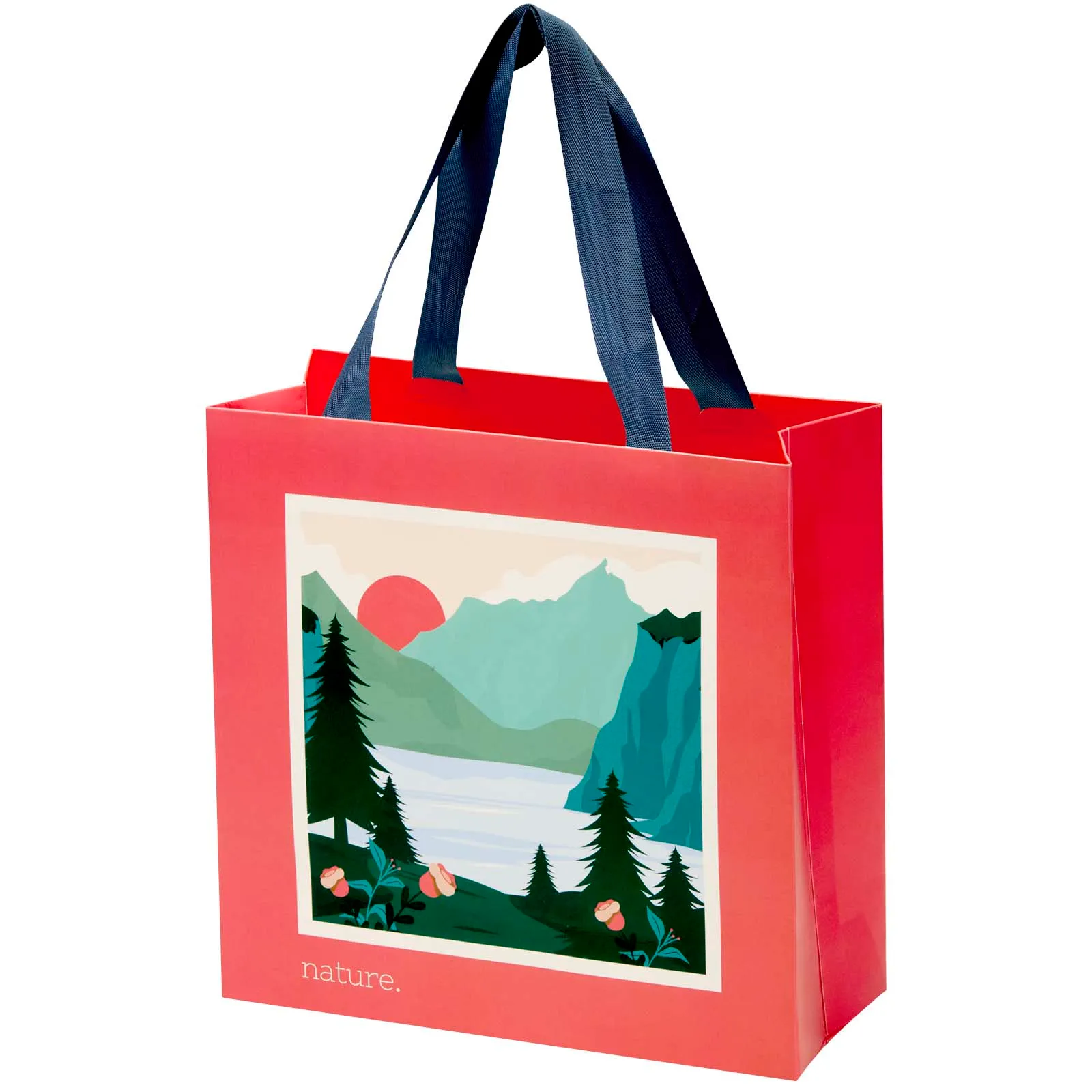 Smartfold papieren tas van 230 g/m² met lintgrepen en een glanzende laminaatlaag - 24 x 10 x 24 cm Blauw