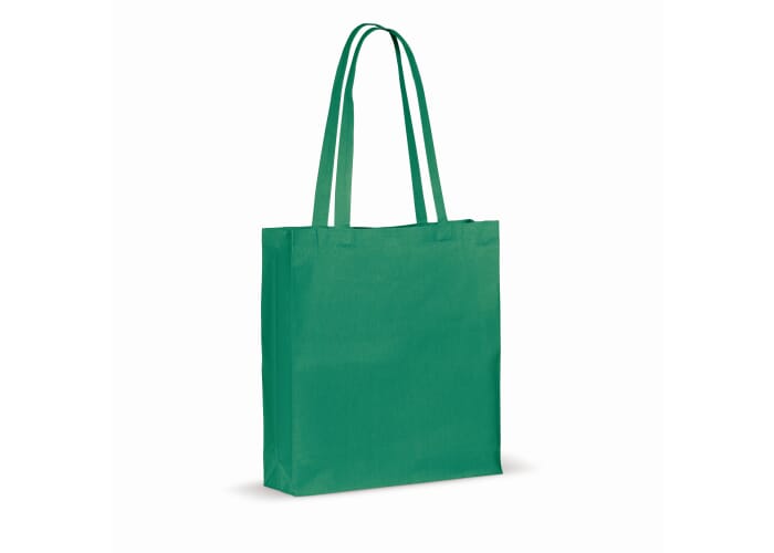 Draagtas gerecycled katoen met bodem 140g/m² 38x10x42cm Donker Groen
