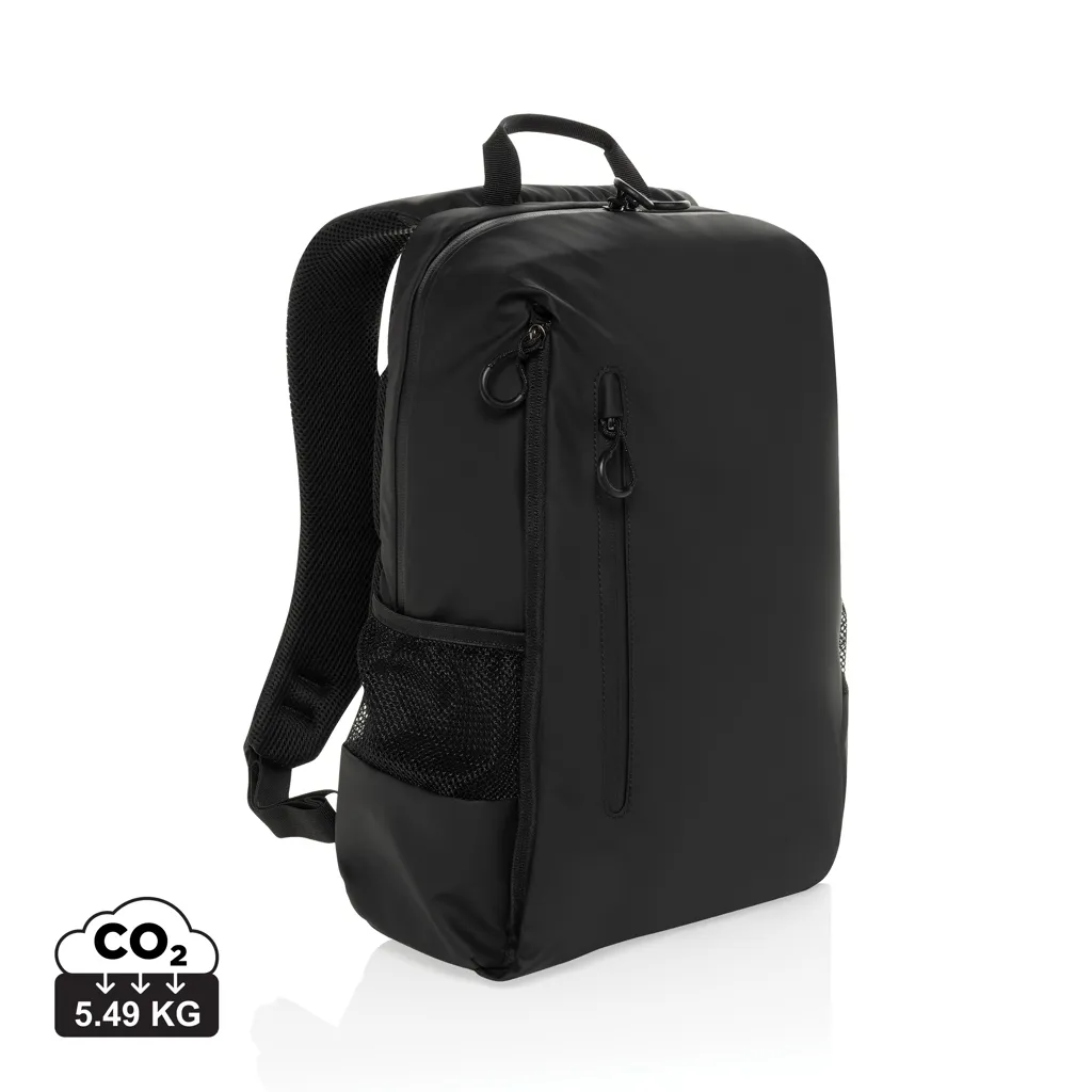 Lima Aware™ RPET waterbestendige 15,6 inch laptop rugzak zwart