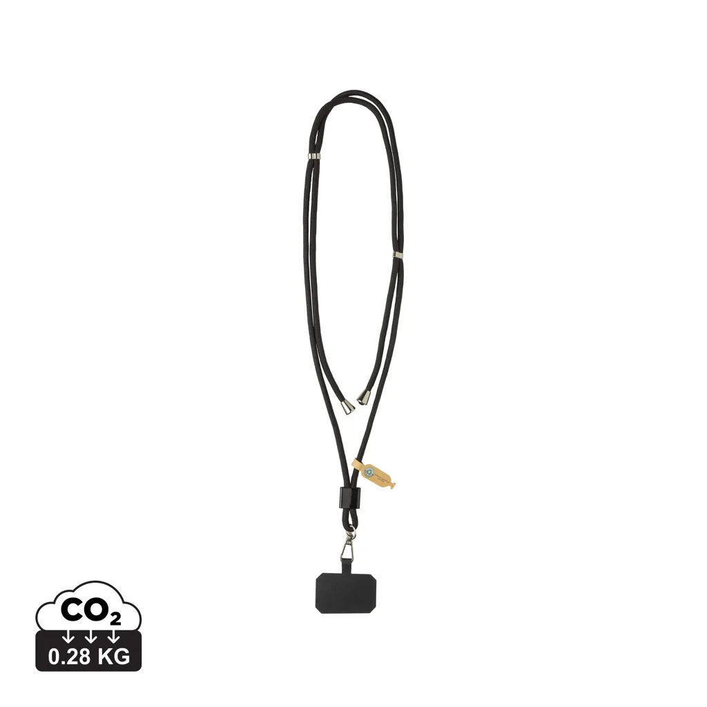 CarryLoop RCS rPET verstelbare lanyard met telefoonhouder zwart