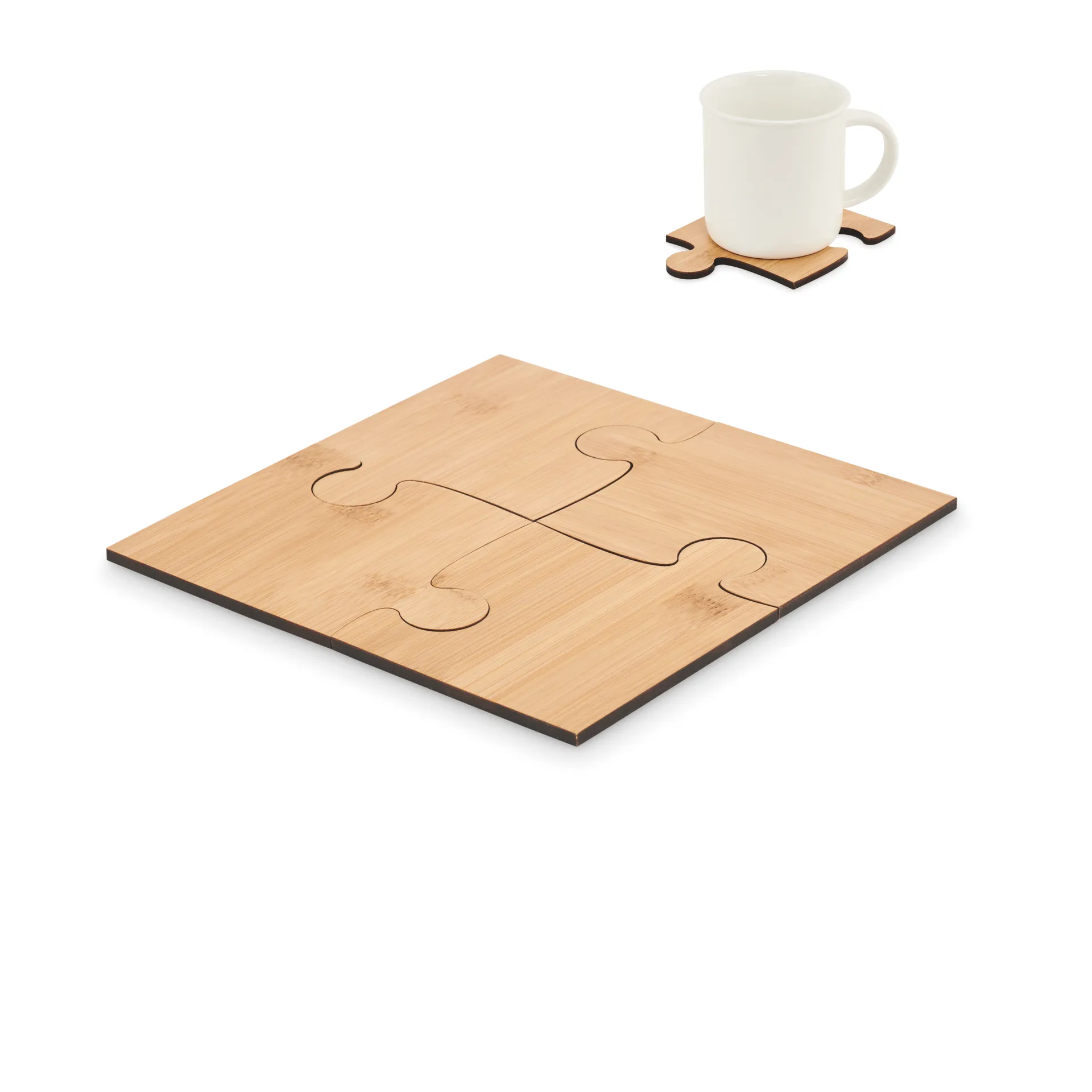 Set van 4 puzzel onderzetters Hout