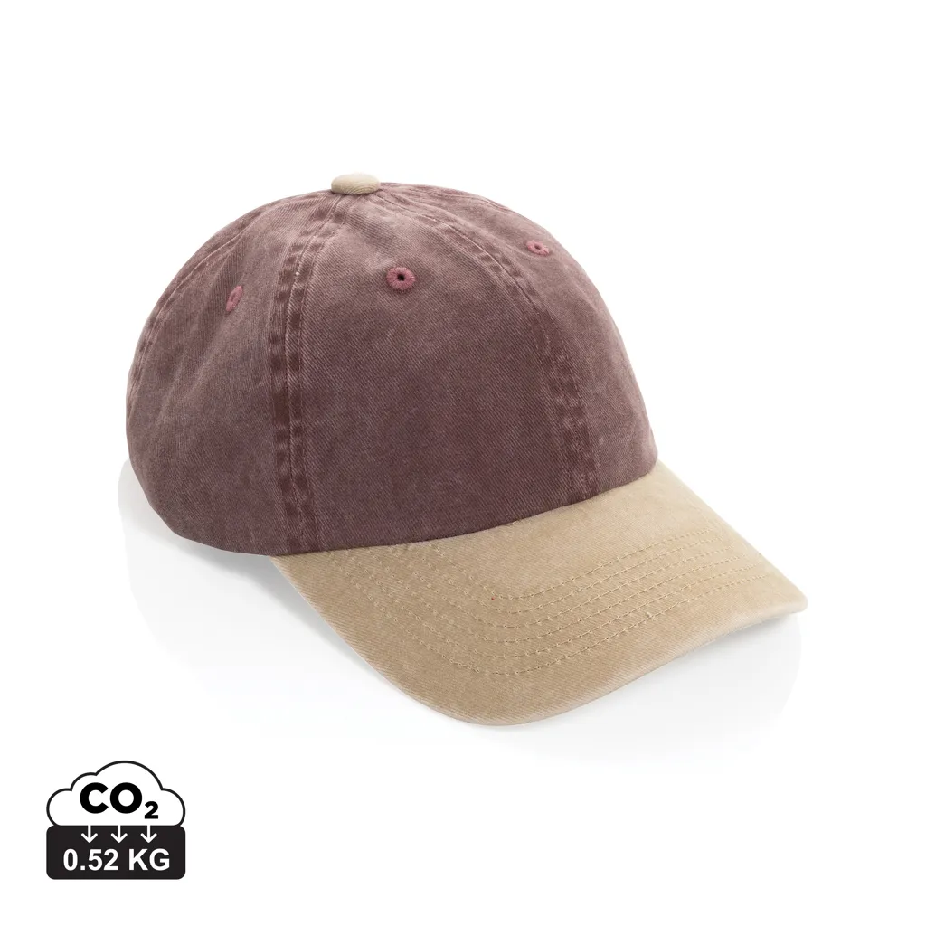 BEAU AWARE™ Washed 6 panel 270gsm cotton twill two tone cap maroon