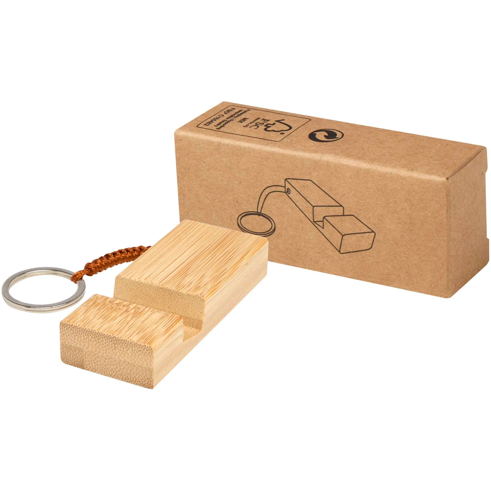 Bosona telefoonhouder met sleutelhanger van bamboe Hout