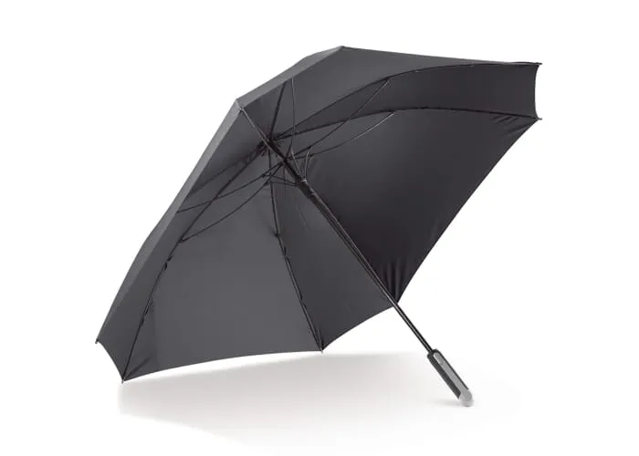Deluxe vierkante paraplu met draaghoes 27” auto open Zwart