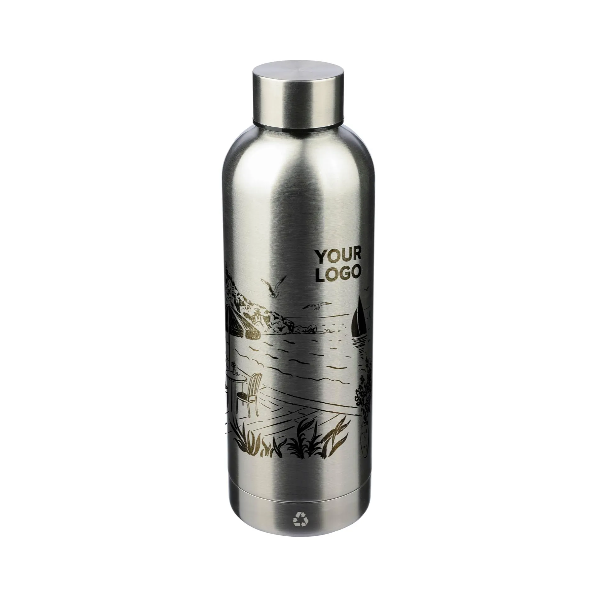 Geïsoleerde fles Isaiah van gerecycled materiaal, 500 ml in pastel roze