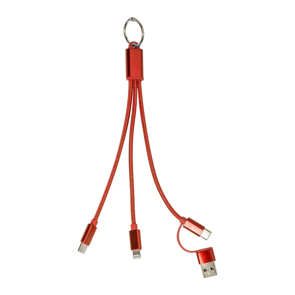 Rafob Sleutelhanger USB oplader kabel rood