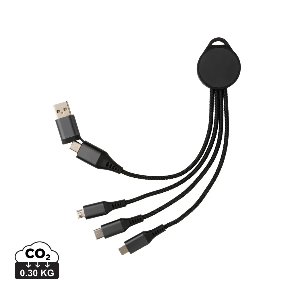 Terra RCS recycled aluminium 6-in-1 oplaadkabel grijs