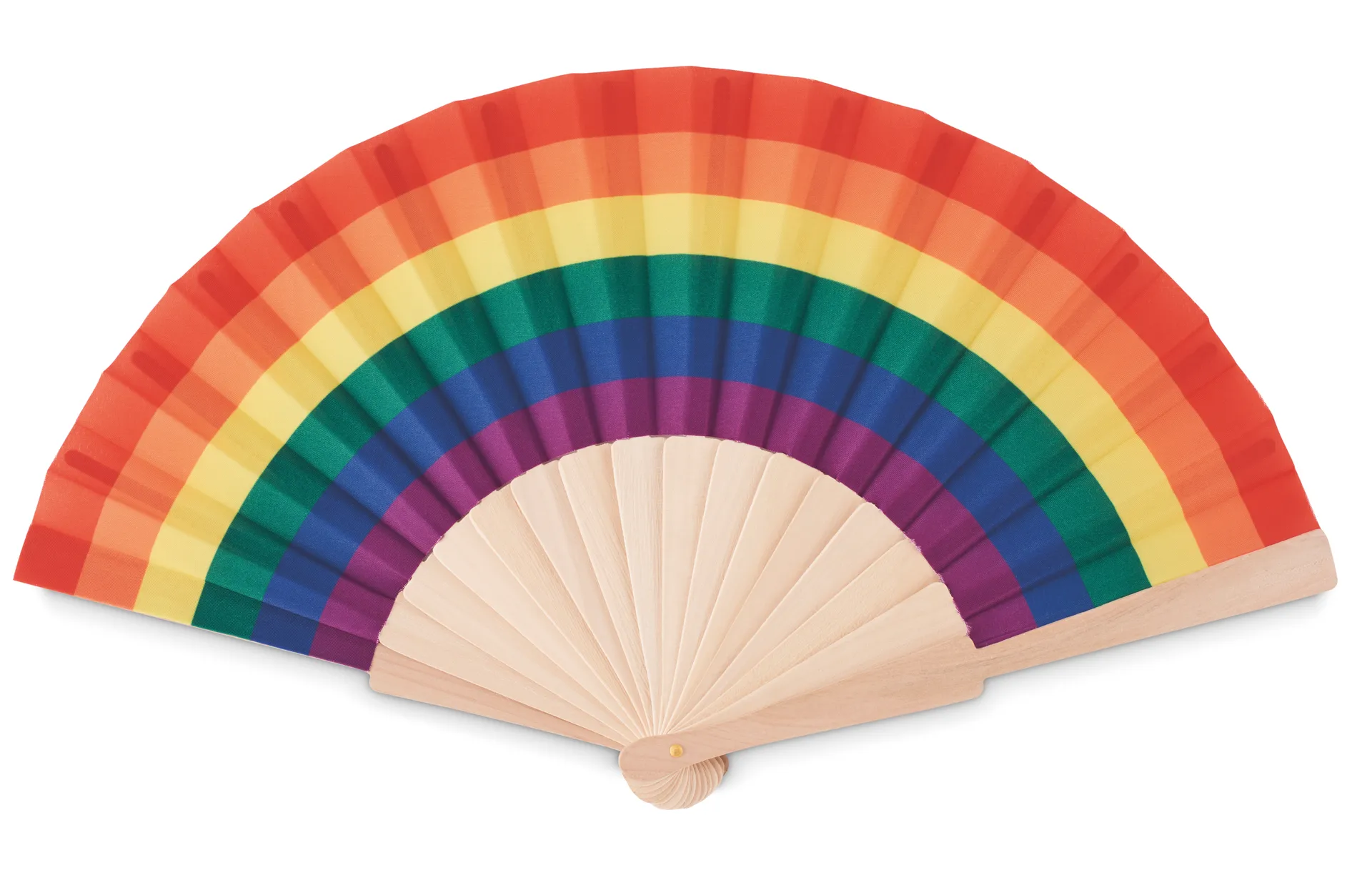 Houten regenboog handwaaier