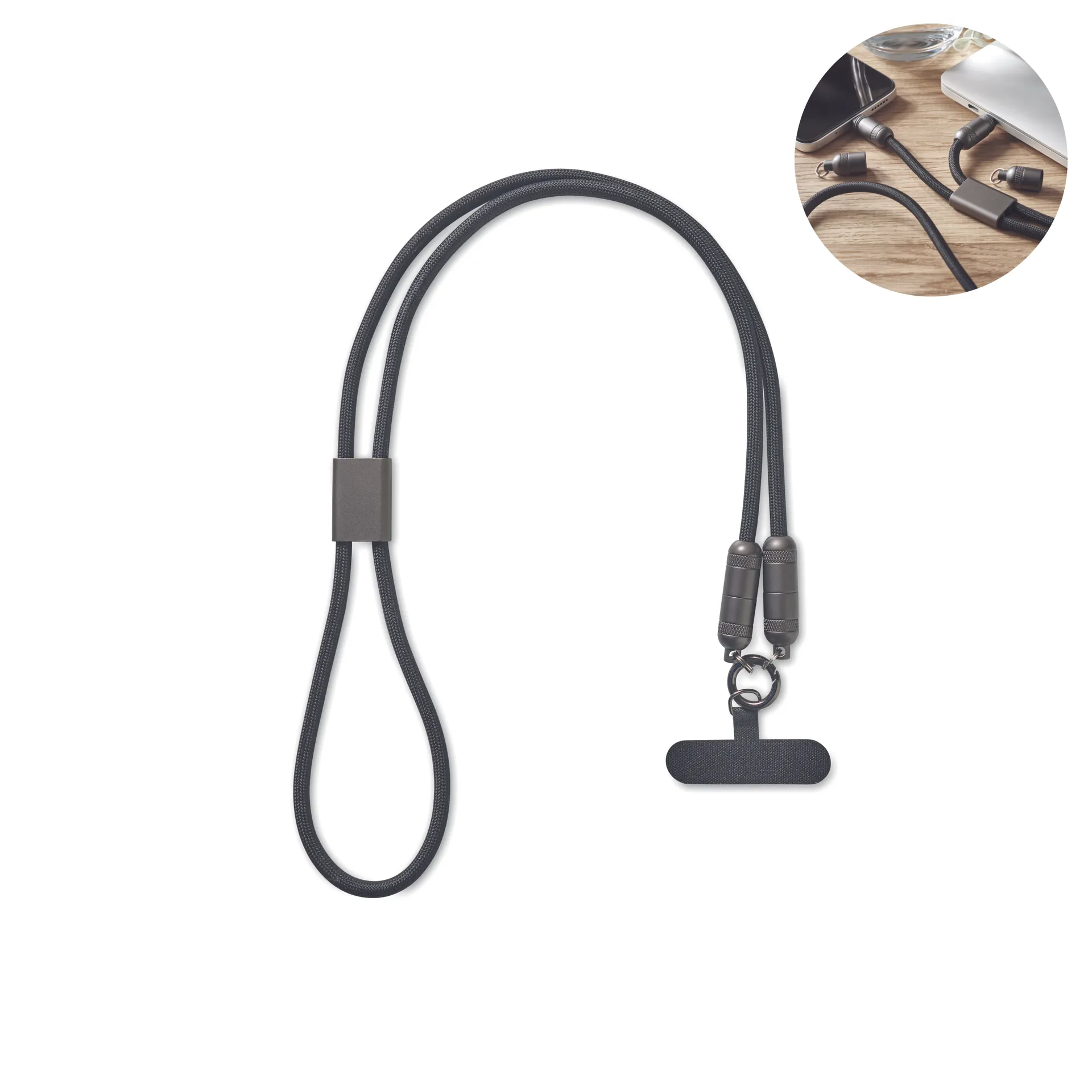 Telefoon Lanyard 60W oplaadkabe Zwart