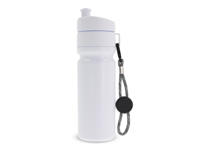 Sportbidon met rand en koord 750ml Wit / Wit