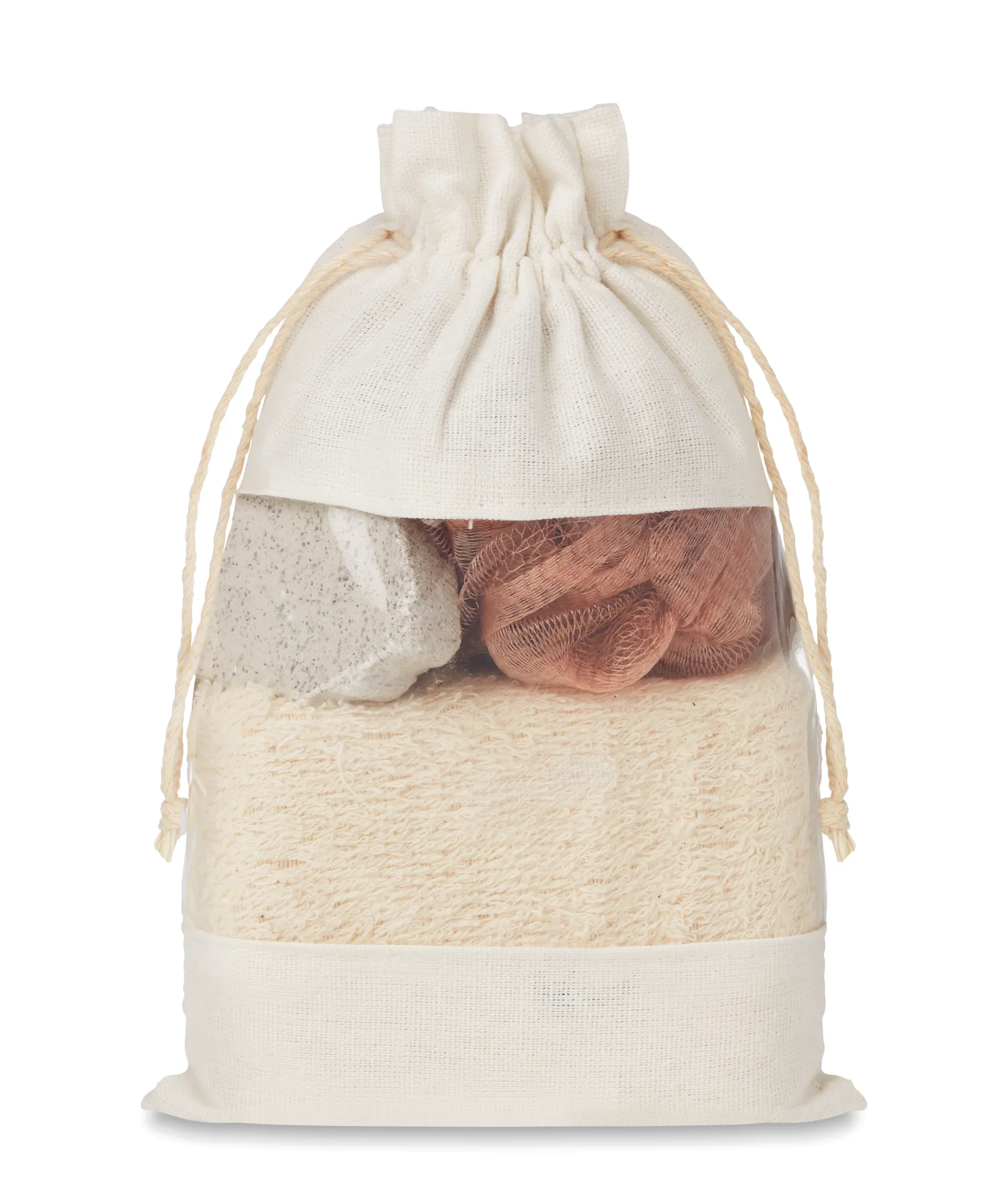 Badset in katoenen pouch Beige