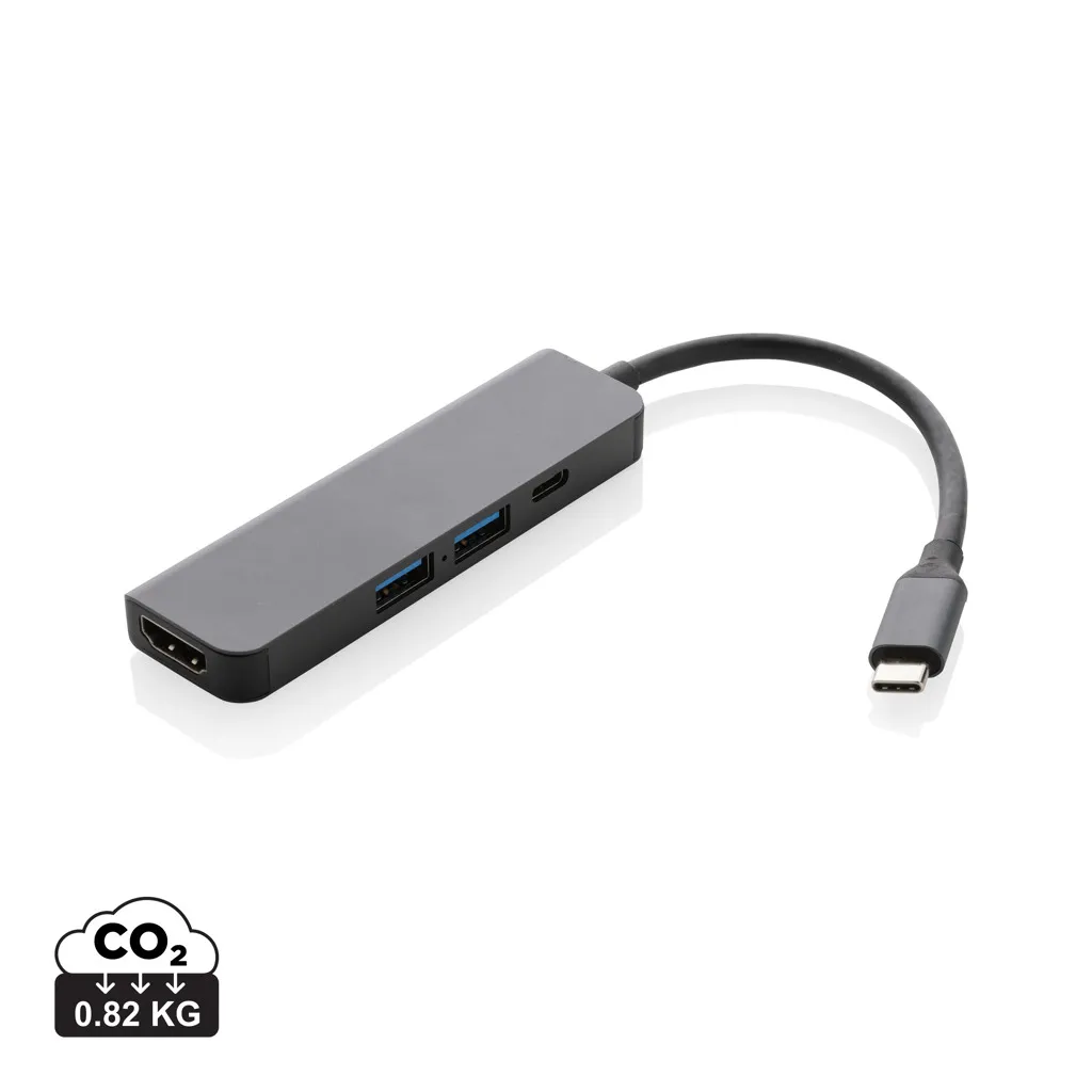 Terra RCS gerecycled aluminium hub met HDMI input grijs