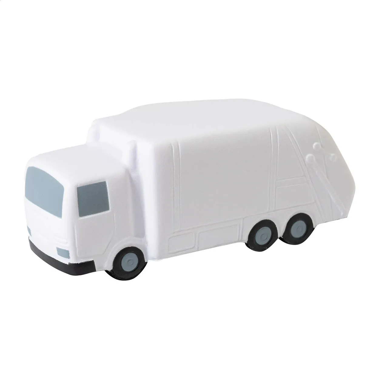 Wit model van een vrachtwagen met zwarte wielen